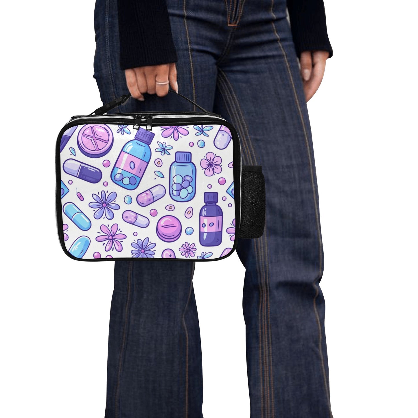Floral Rounds - PU Leather Lunch Bag