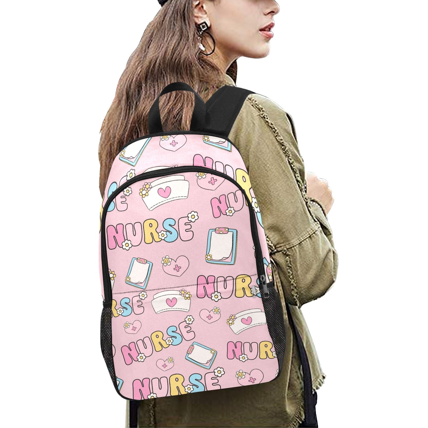 Pink Nurse Cartoon Backpack