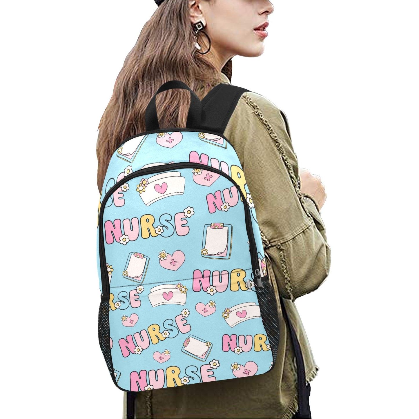 Blue Nurse Cartoon Backpack