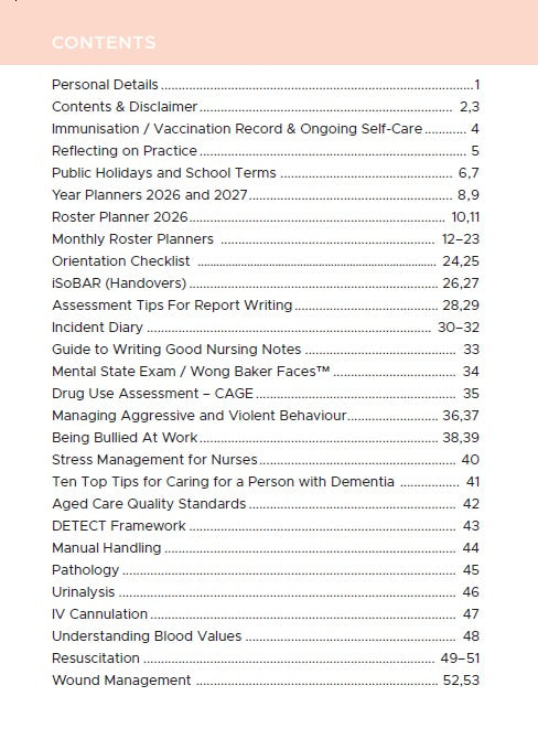 2026 Australian Nurse Diary A5 Green