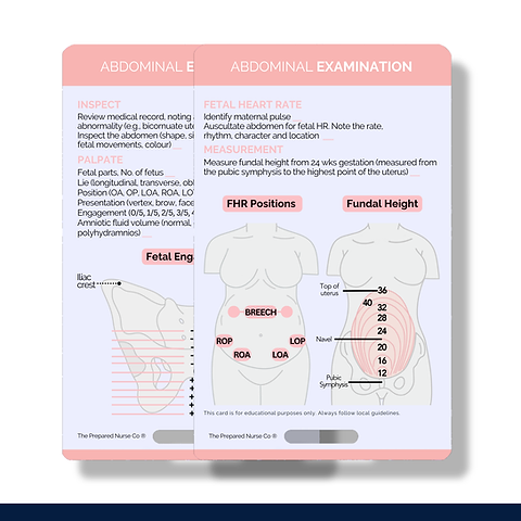 Midwifery Reference Card - Abdominal Examination
