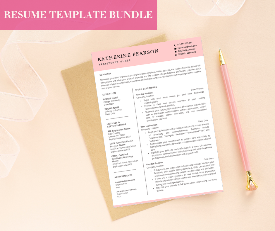 Resume Template Bundle - Pink