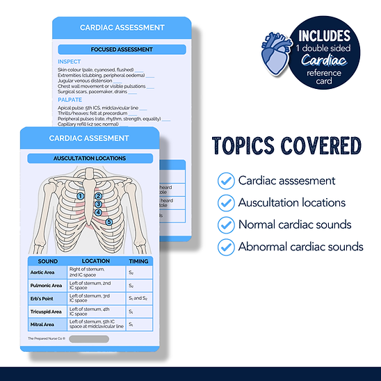 Nursing Reference Card - Cardiac Assessment
