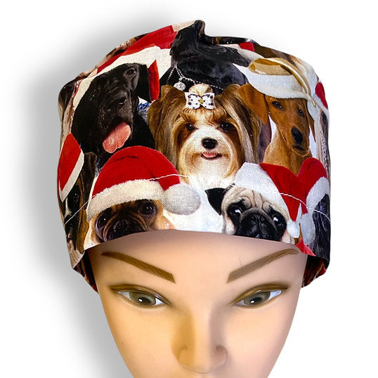 Christmas Dog Picture Scrub Cap
