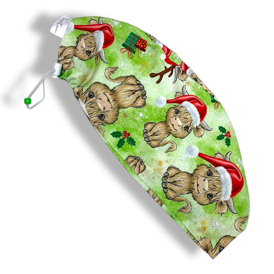 Christmas Highland Cow Scrub Cap