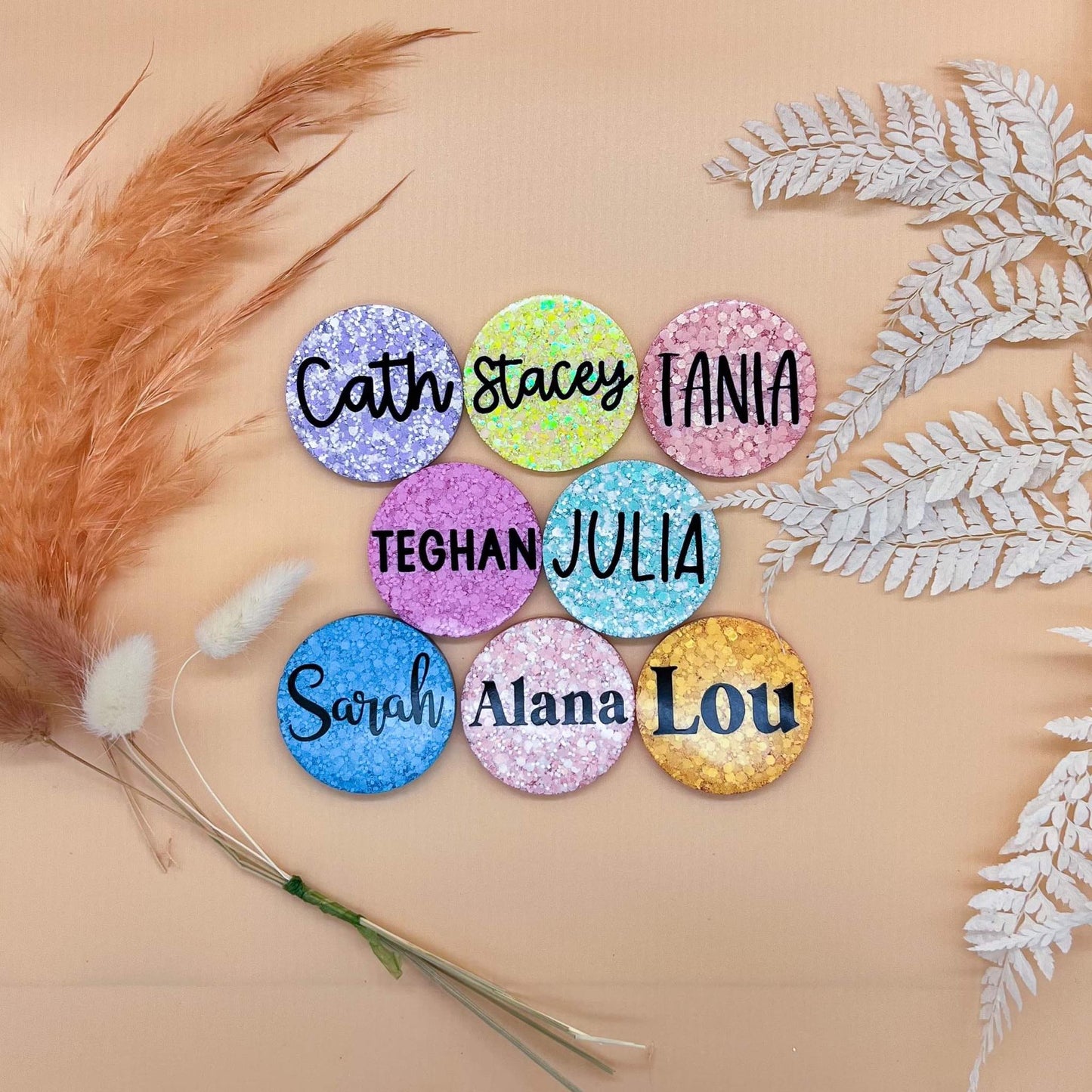 Glitter Name Badge - Pastel Circle