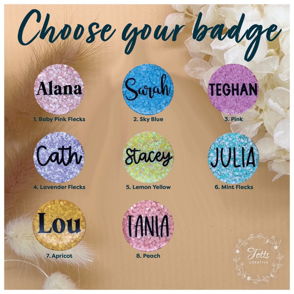 Glitter Name Badge - Pastel Circle