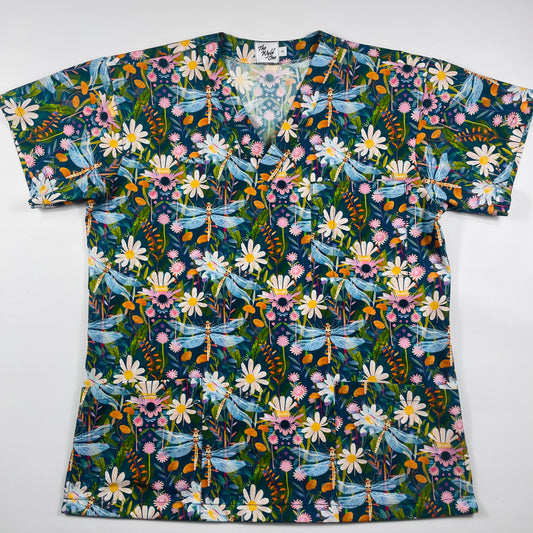 Midnight Meadow Scrub Top