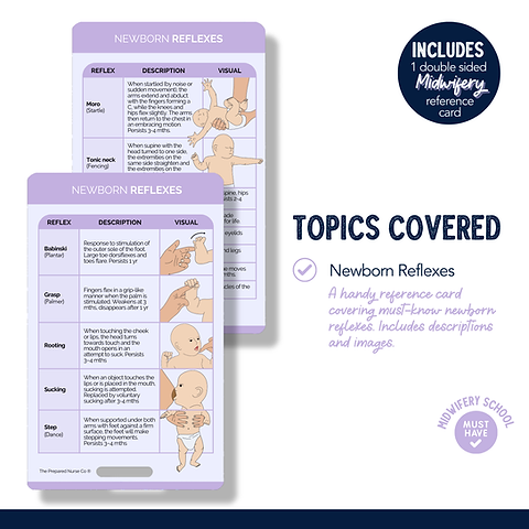 Midwifery Reference Card - Newborn Reflexes