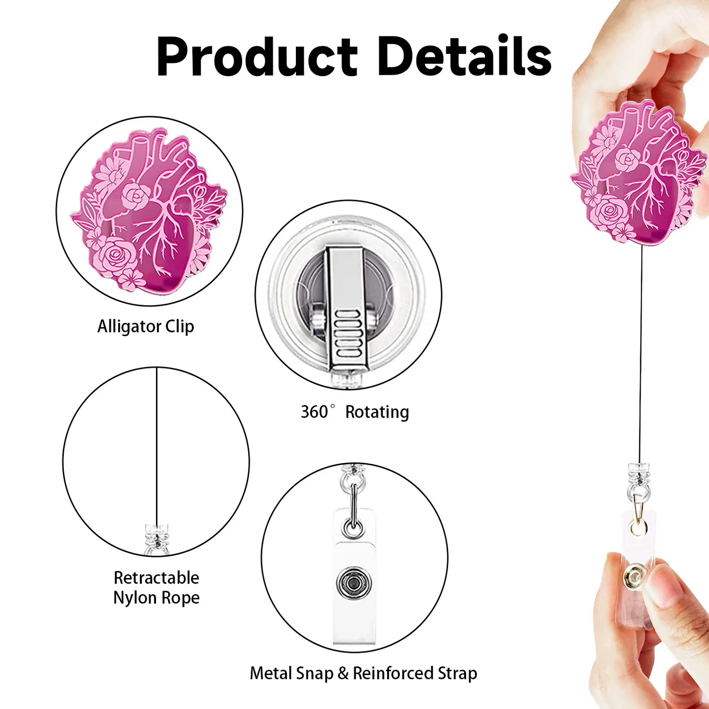 Pink Acrylic Badge Reel