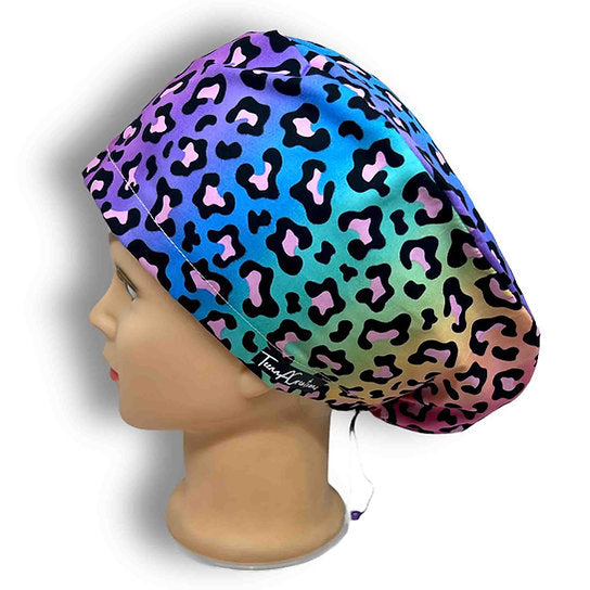 Rainbow Leopard Scrub Cap
