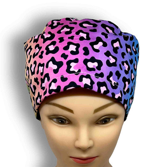Rainbow Leopard Scrub Cap