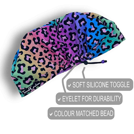 Rainbow Leopard Scrub Cap
