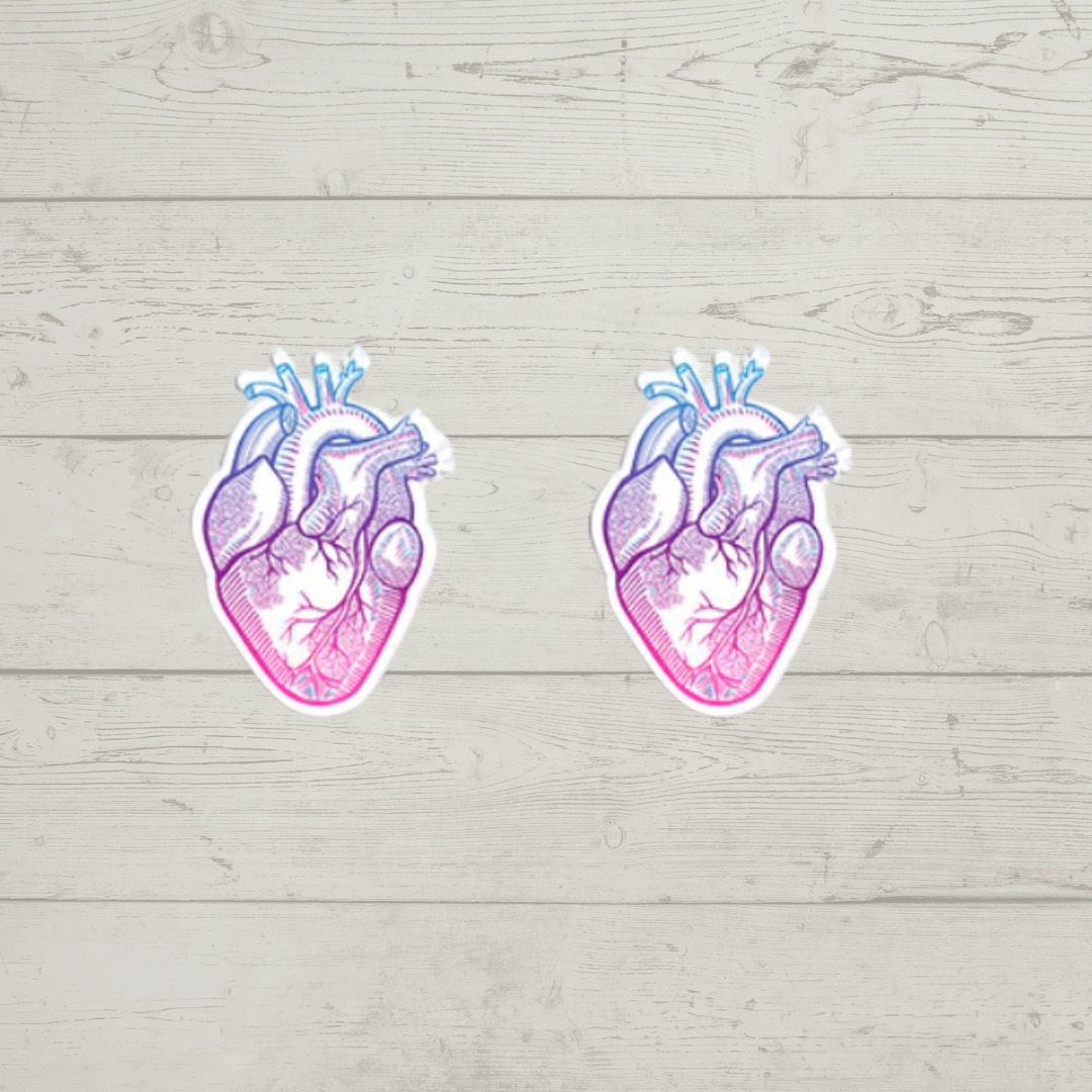 Acrylic Studs - Pink & Purple Heart