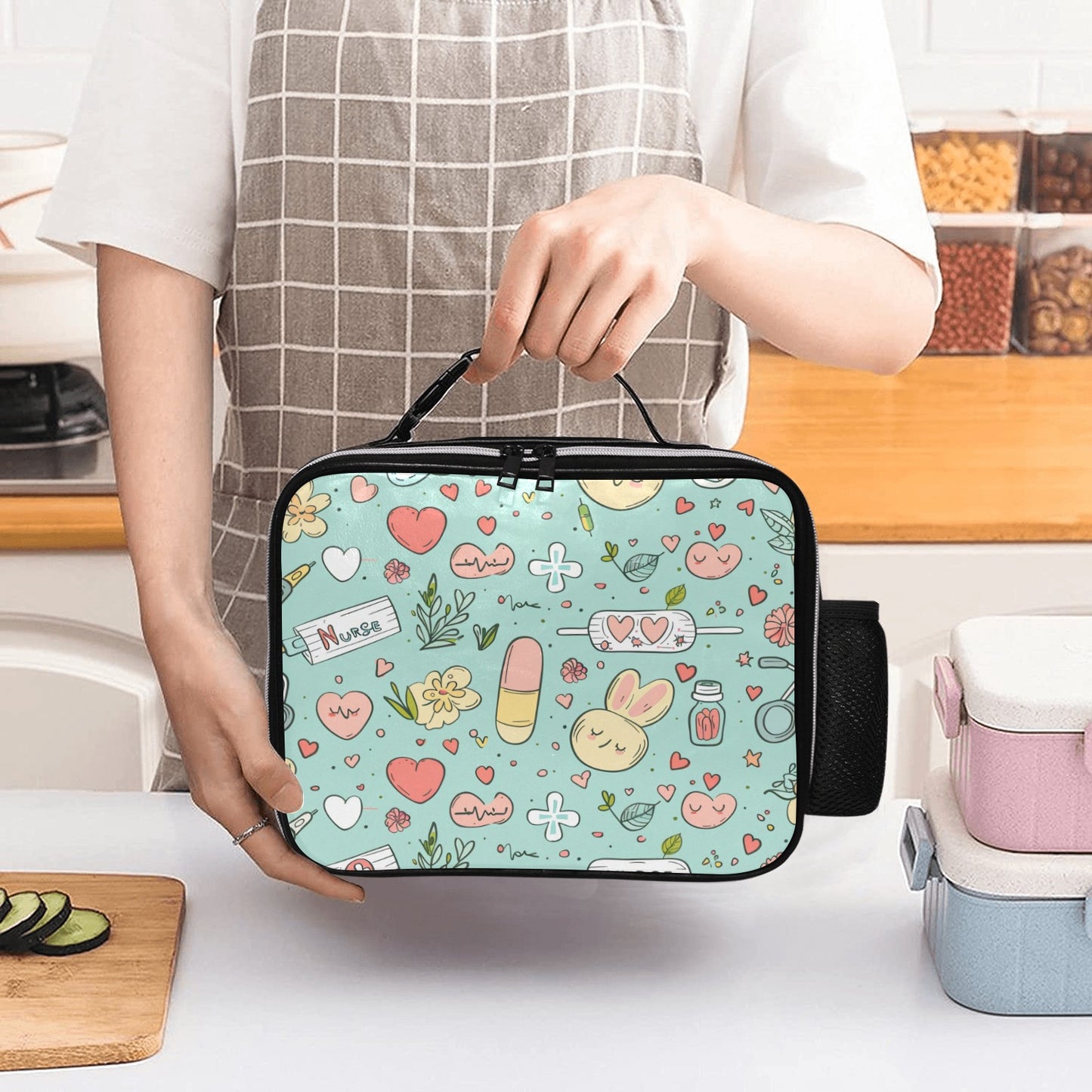 Teal Time Out - PU Leather Lunch Bag