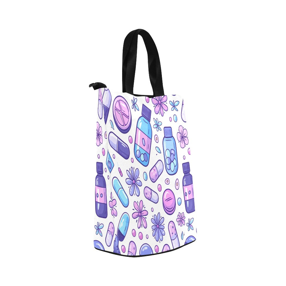 Floral Rounds - Nylon Cylinder Lunch Bag