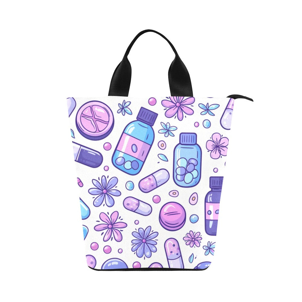 Floral Rounds - Nylon Cylinder Lunch Bag