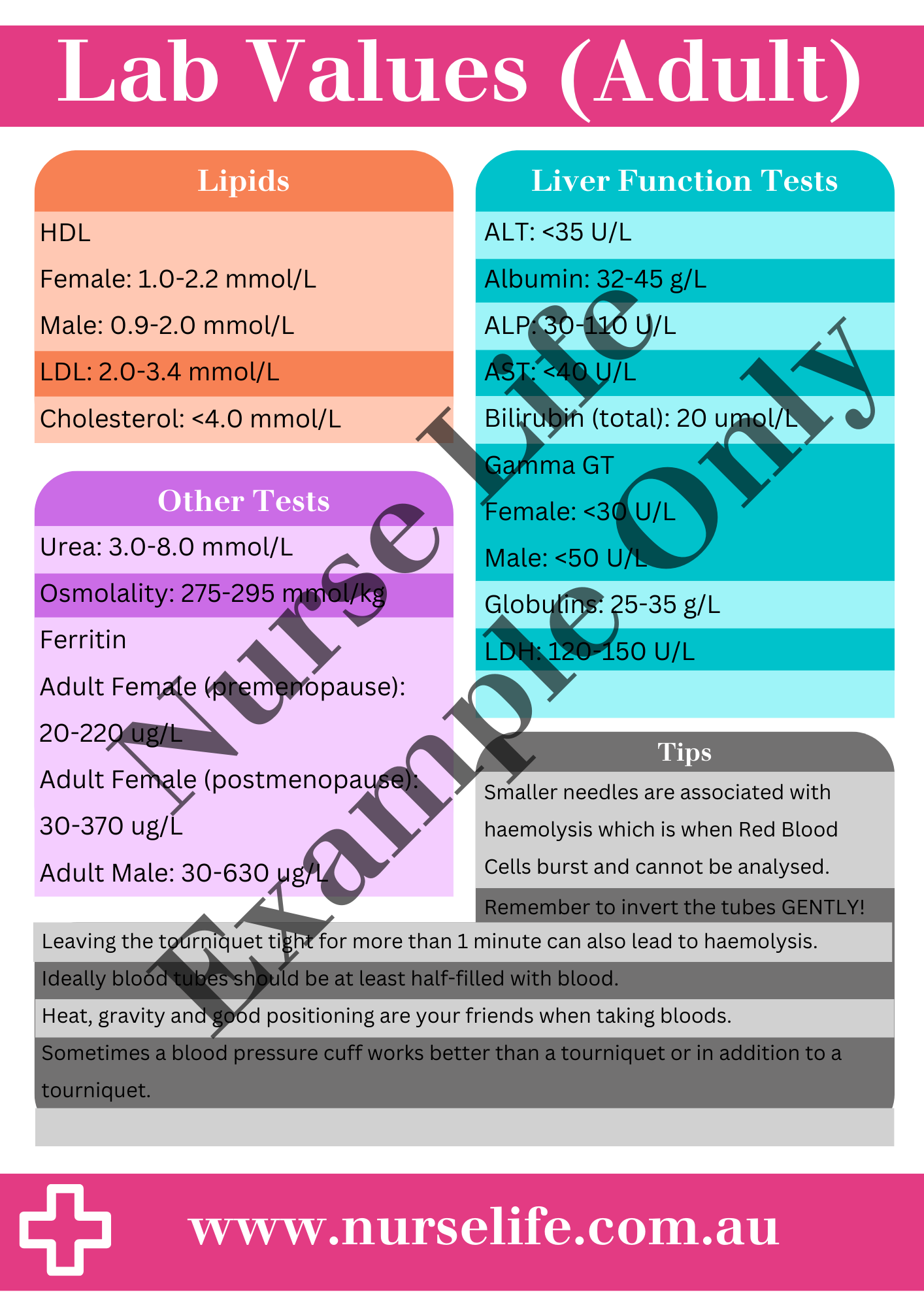 Cheat Sheet - Lab Values (Adult)