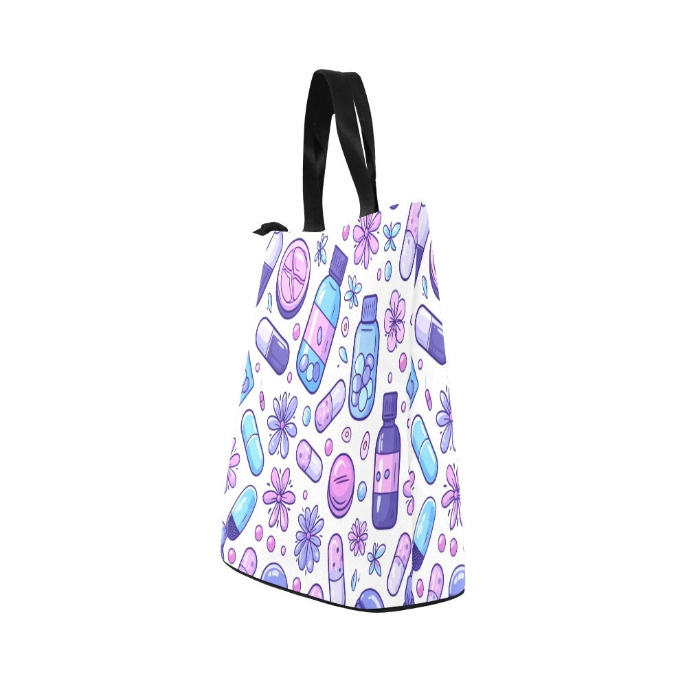 Floral Rounds - Nylon Cylinder Lunch Bag