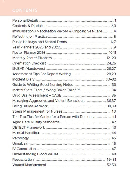 2026 Australian Nurse Diary A5 Green