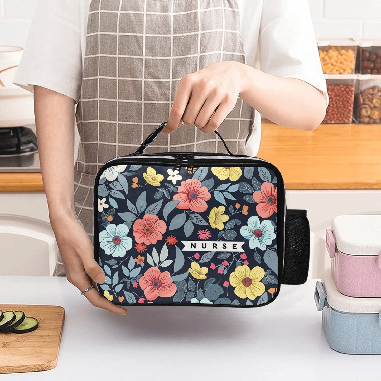 Floral Shift - PU Leather Lunch Bag