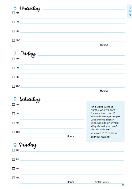 2025 Australian Nurse Diary Pocket Blue