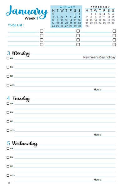 2025 Australian Nurse Diary Pocket Blue