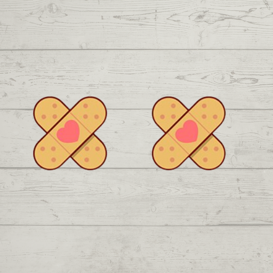 Acrylic Studs - Bandaid Cross Heart