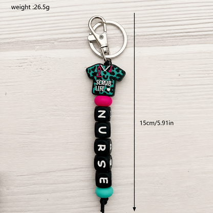 Scrub Life Nurse Beaded Keyring