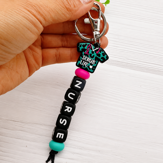 Scrub Life Nurse Beaded Keyring