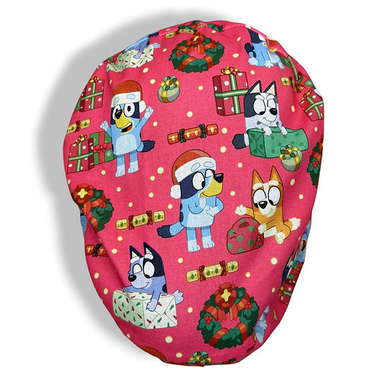 Christmas Bluey Red Scrub Cap