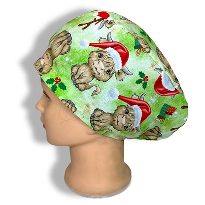 Christmas Highland Cow Scrub Cap