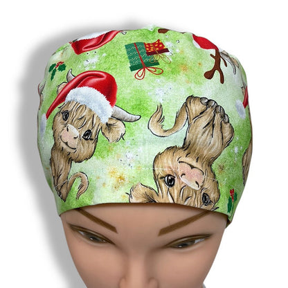 Christmas Highland Cow Scrub Cap