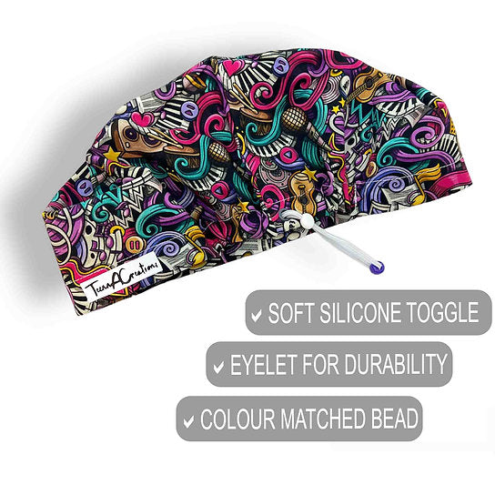 Graffiti Music Scrub Cap