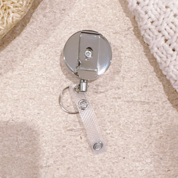 Personalised Striped Badge Reel & Buddy