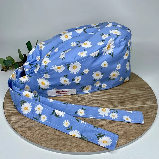 Blue Daisy Scrub Cap