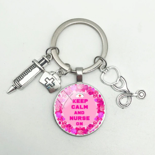 Keep Calm and Nurse On Keyring