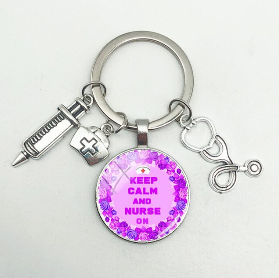 Keep Calm and Nurse On Keyring